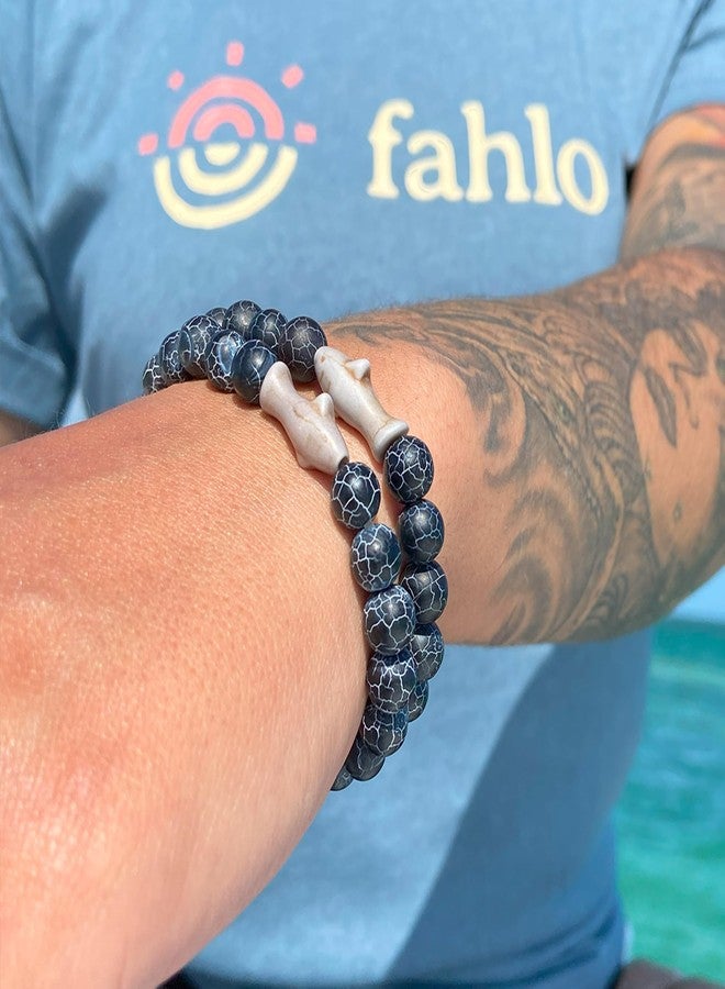Fahlo Shark Tracking Bracelet – Track a Real Shark’s Journey – Supports Wildlife Conservation – Elastic, One Size Fits Most – on Interactive Mobile App Map – Unisex Ocean Conservation Gift (Lava Stone) - Image 3
